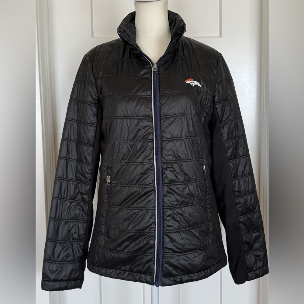 Denver Broncos NFL Women’s Black Packable Puffer Jacket | Zip Front | Size S